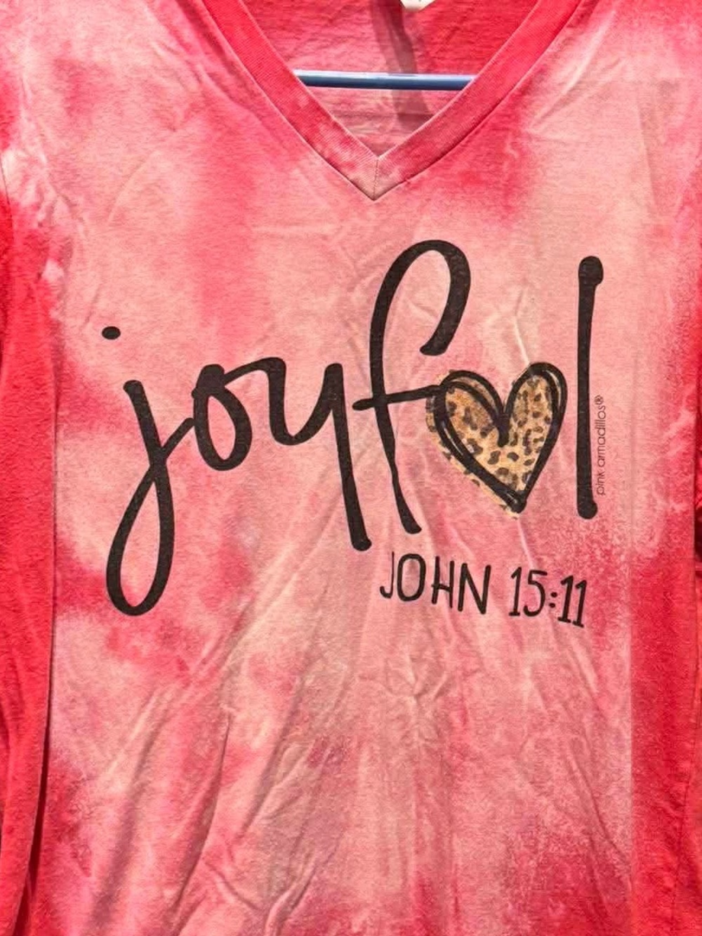 Joyful V-Neck Tee - pink size MEDIUM - Picture 3 of 5